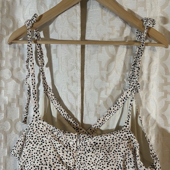 Express Women White Dress Black/Pink Polka Dot Spaghetti Strap Swing Size XL - Picture 7 of 10